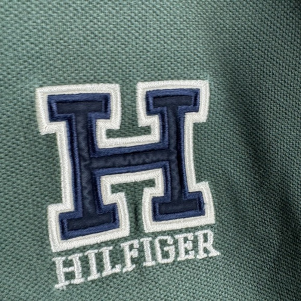 Tommy Hilfiger Rugby Shirt Mens Large Green Cotton 90s Long Sleeve Polo‎ - Picture 3 of 14